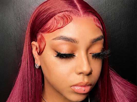 Straight Burgundy Remy Human Hair Lace Front Wig (Pre-Plucked With Baby Hairs)