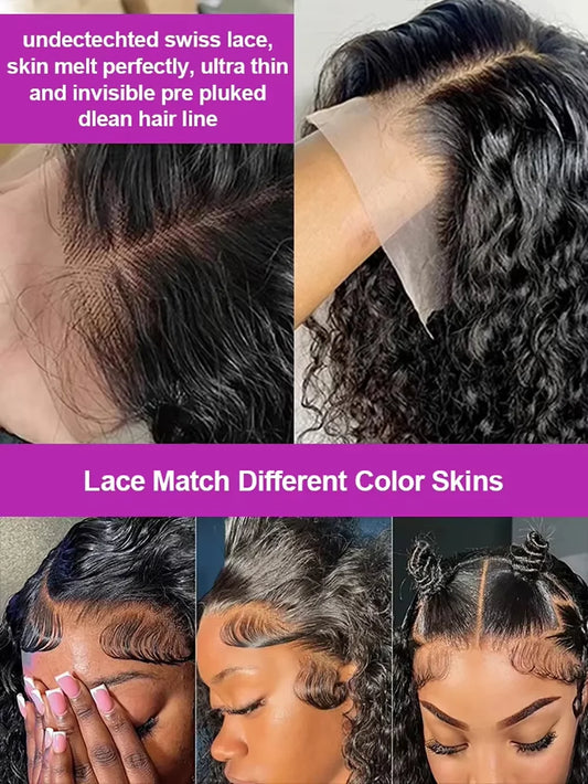 Natural Black 48/50/52Inch High Density Max 360 Full Hd Lace Frontal Human Hair Wig Deep Wave Long Human Hair Front Wigs On Sale